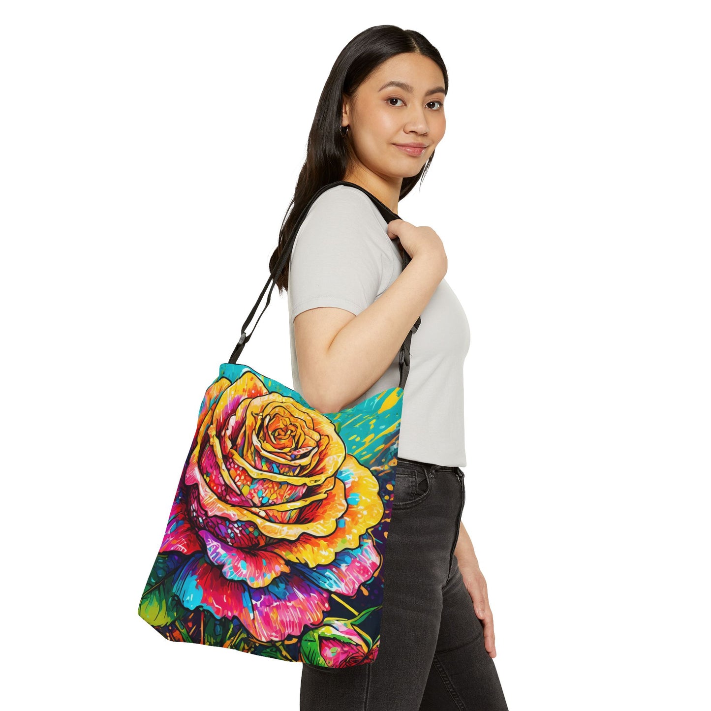 Splashy Rose Adjustable Tote Bag