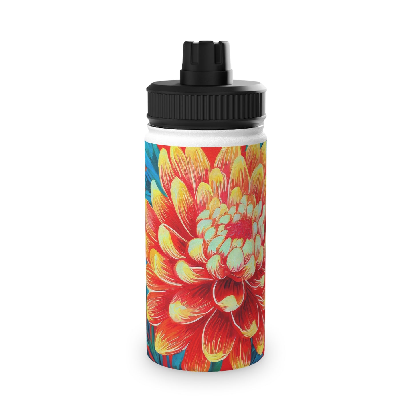 Chrysanthemum Stainless Steel Water Bottle, Sports Lid