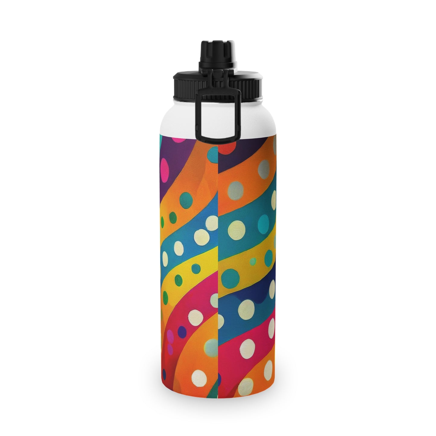 Dotted Stripes Stainless Steel Water Bottle, Sports Lid