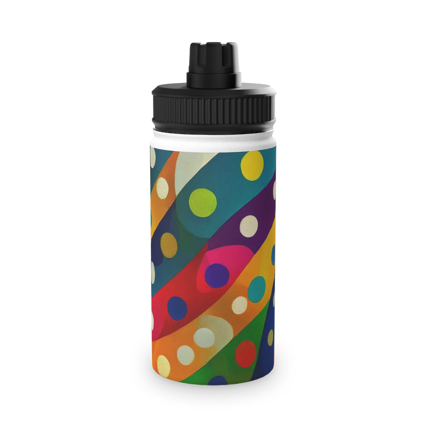 Dotted Stripes Stainless Steel Water Bottle, Sports Lid