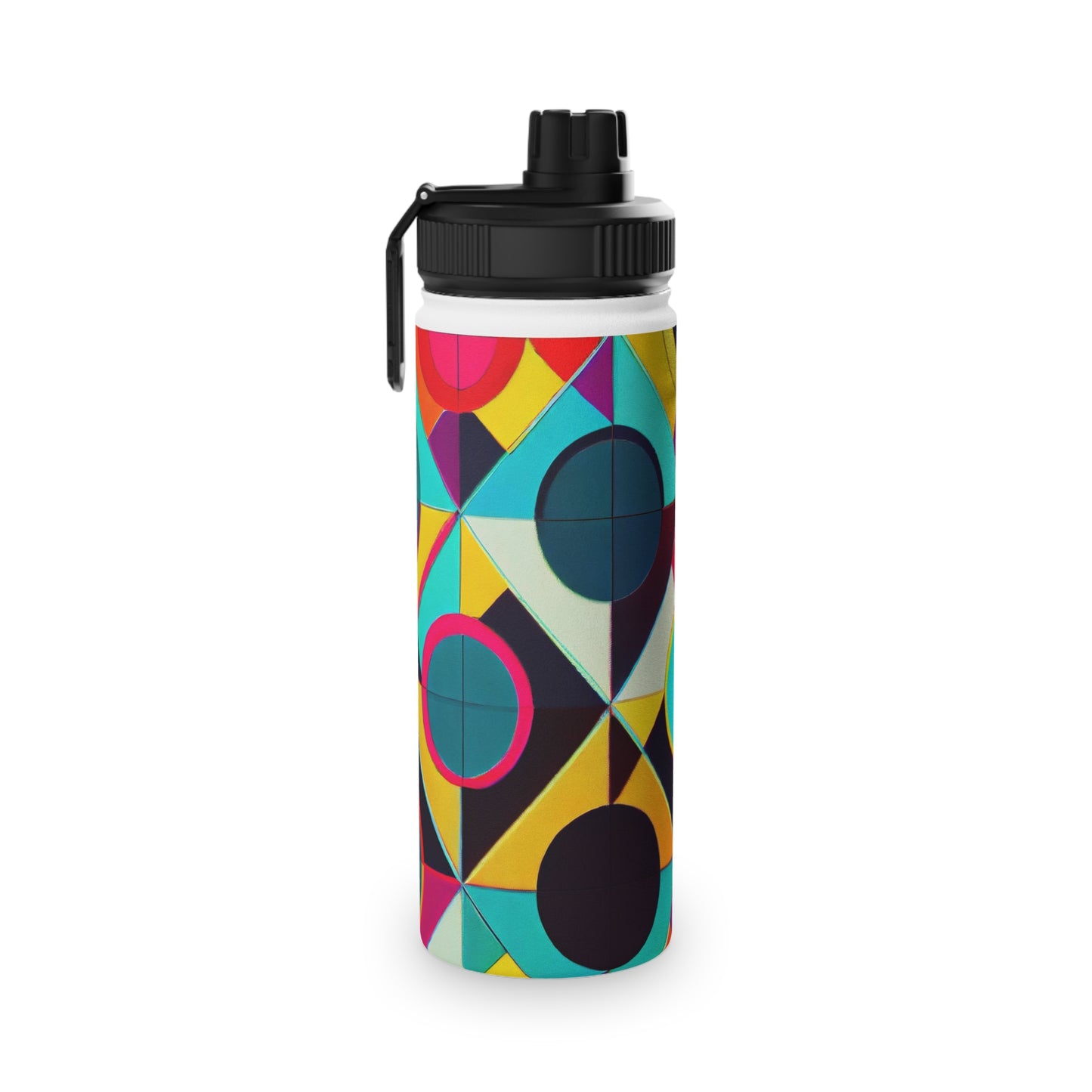 Colorful Geometric Stainless Steel Water Bottle, Sports Lid