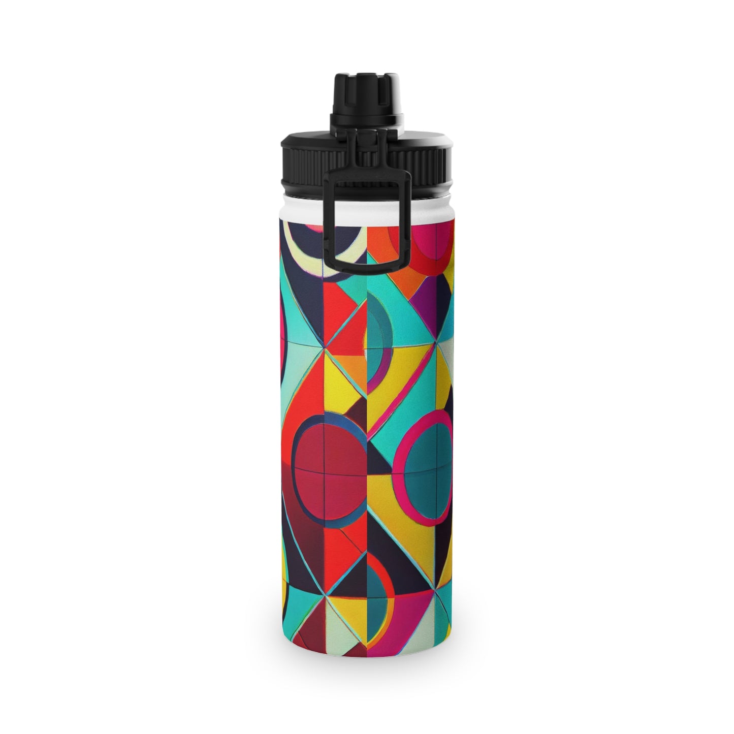 Colorful Geometric Stainless Steel Water Bottle, Sports Lid