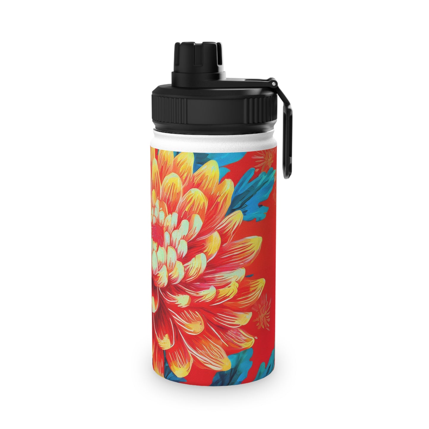 Chrysanthemum Stainless Steel Water Bottle, Sports Lid