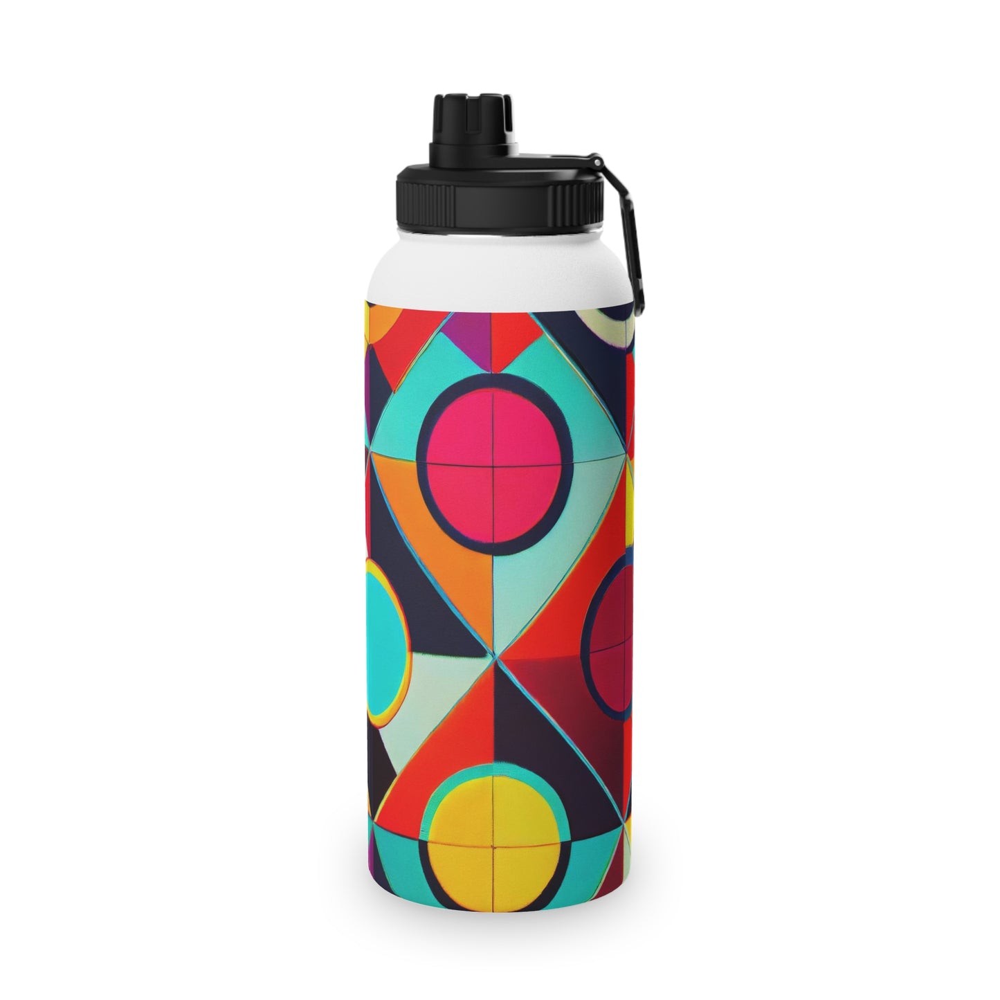 Colorful Geometric Stainless Steel Water Bottle, Sports Lid