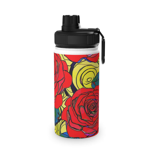 Red Roses Stainless Steel Water Bottle, Sports Lid