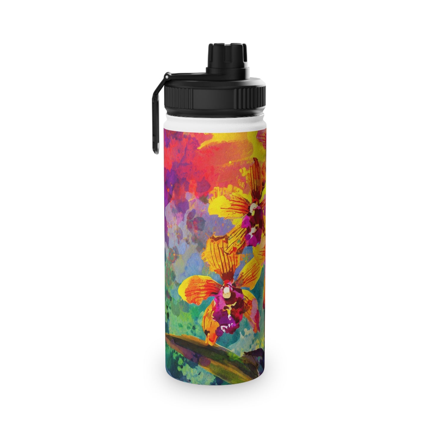 Orchids at Sunset Stainless Steel Water Bottle, Sports Lid