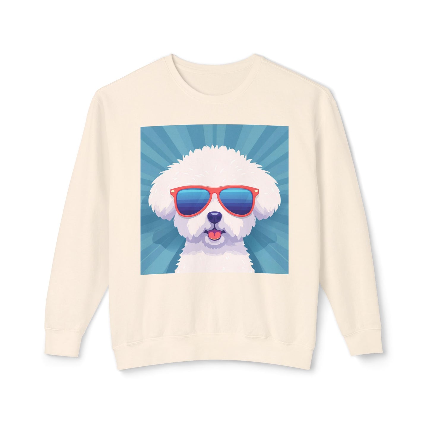 Fluffy Dog with Sunglasses 100% Cotton Sweatshirt