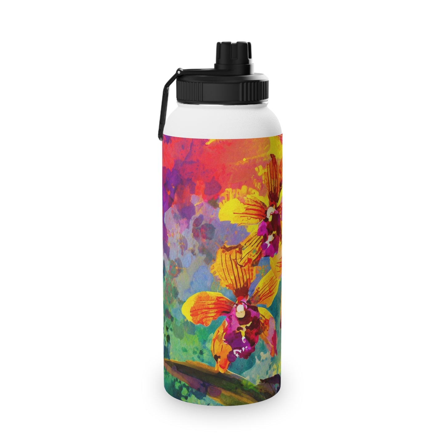 Orchids at Sunset Stainless Steel Water Bottle, Sports Lid