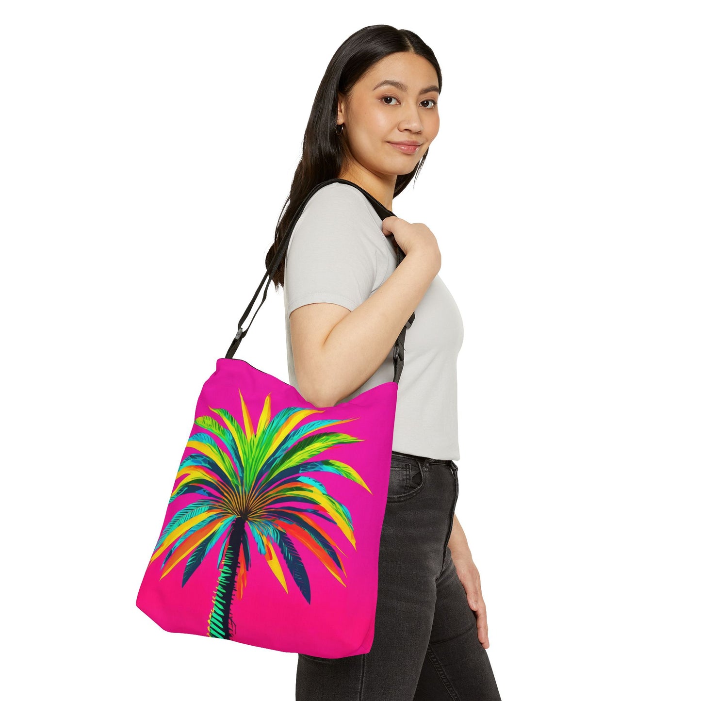 Palmetto on Pink Adjustable Tote Bag