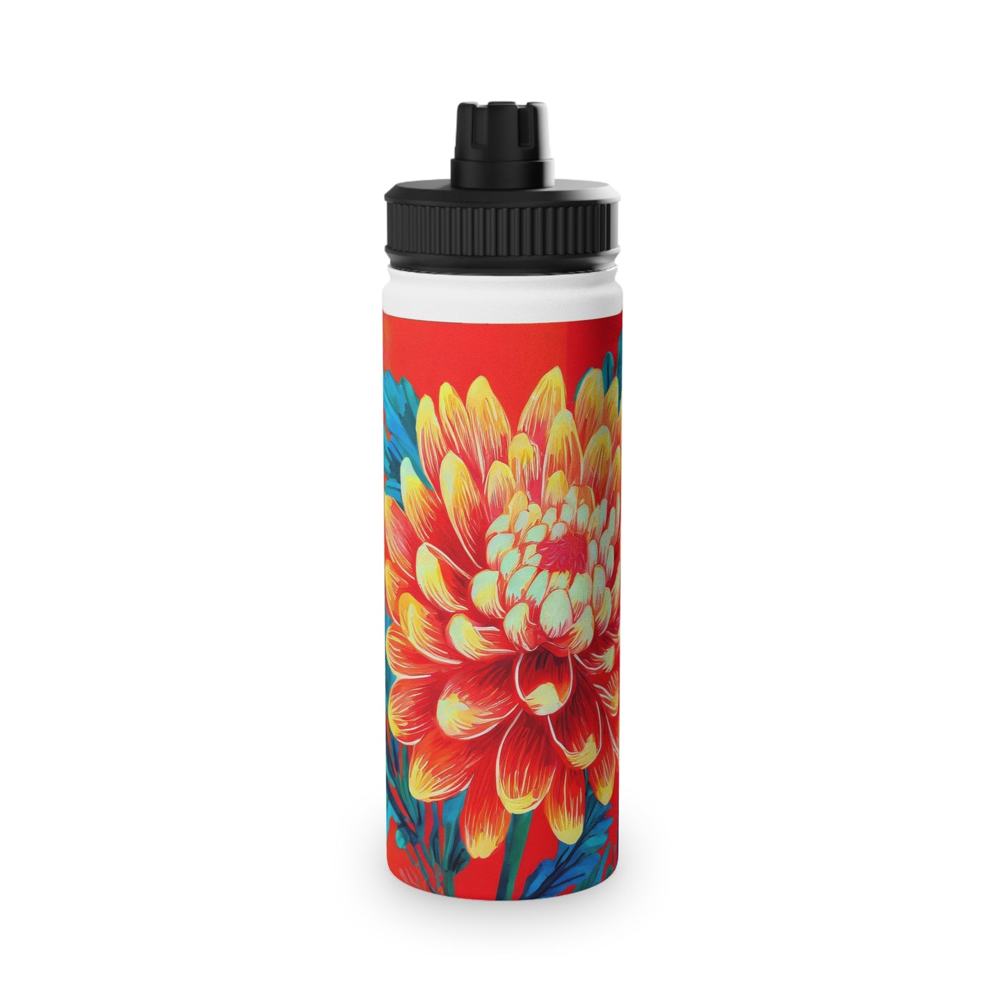 Chrysanthemum Stainless Steel Water Bottle, Sports Lid