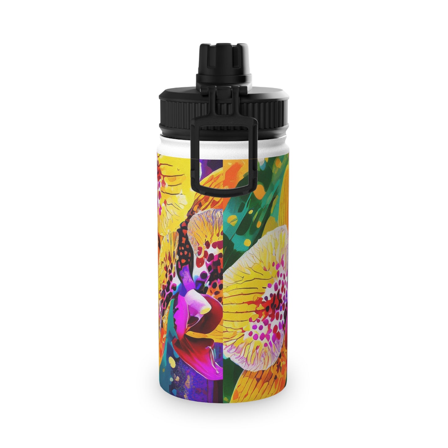 Tropical Orchid Stainless Steel Water Bottle, Sports Lid