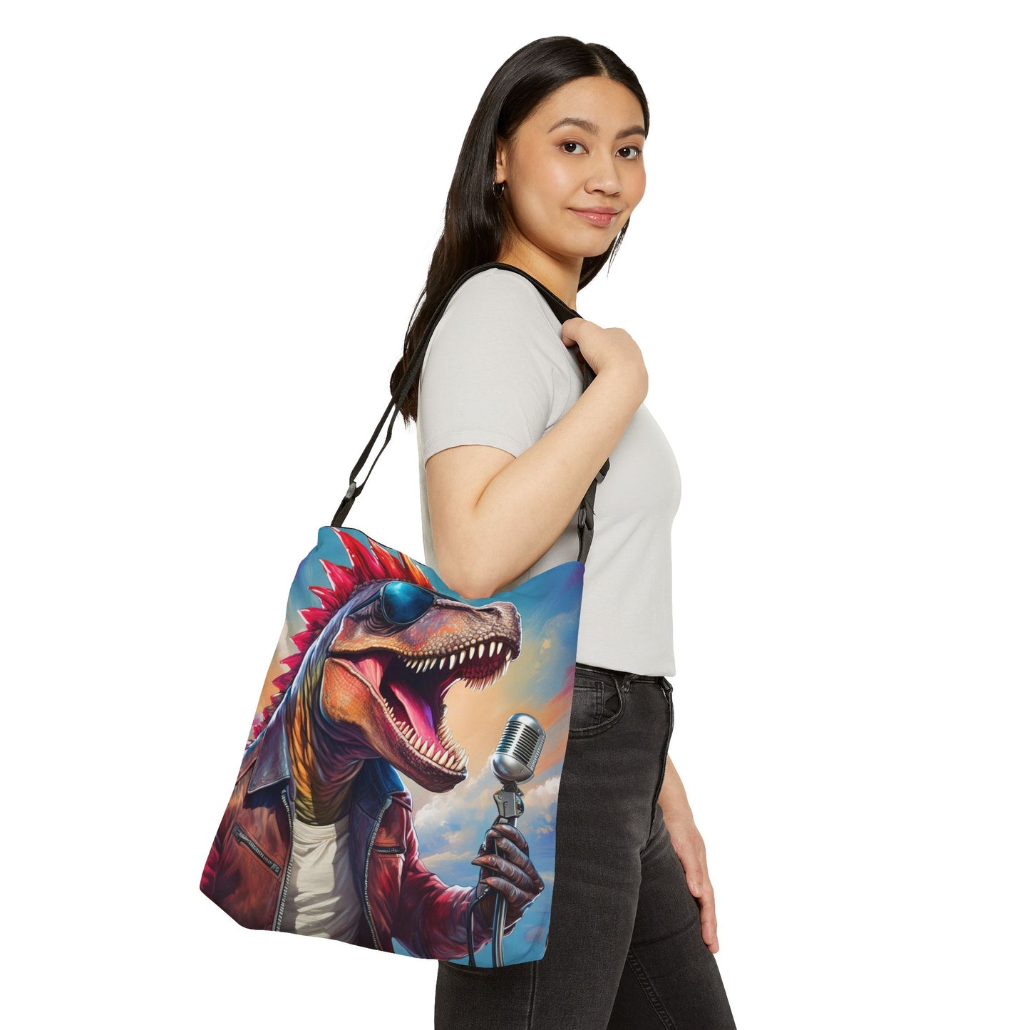 Rockin' T-Rex Adjustable Tote Bag