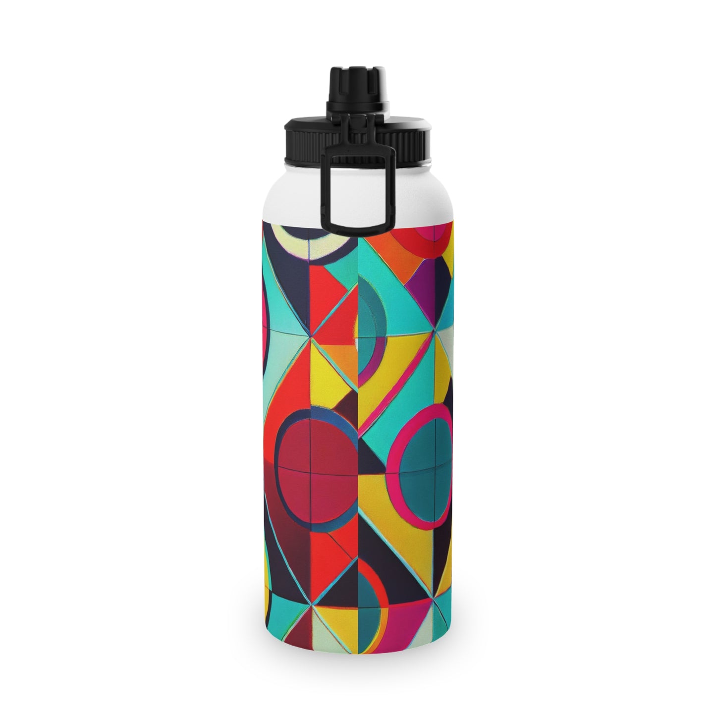 Colorful Geometric Stainless Steel Water Bottle, Sports Lid