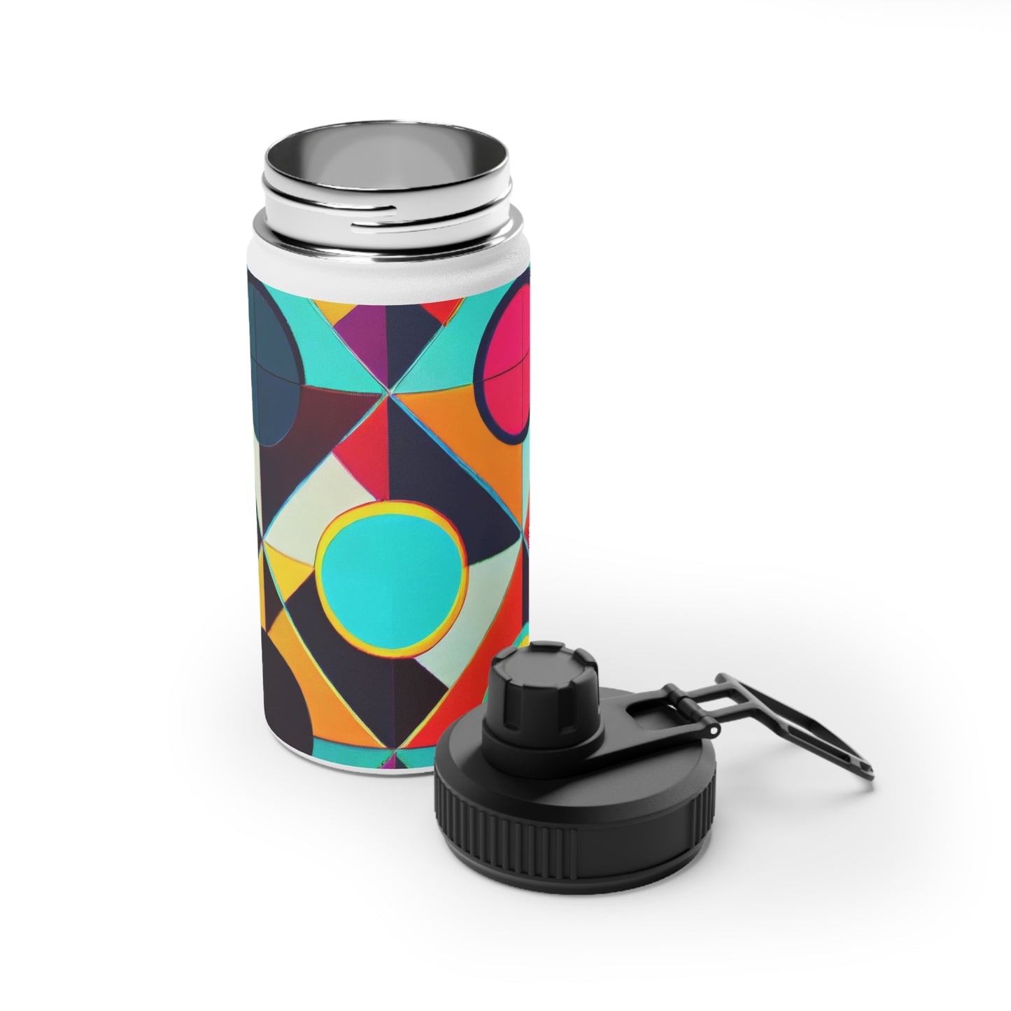 Colorful Geometric Stainless Steel Water Bottle, Sports Lid