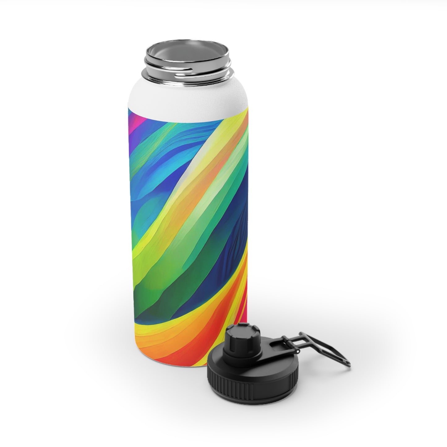 Color Waves Stainless Steel Water Bottle, Sports Lid