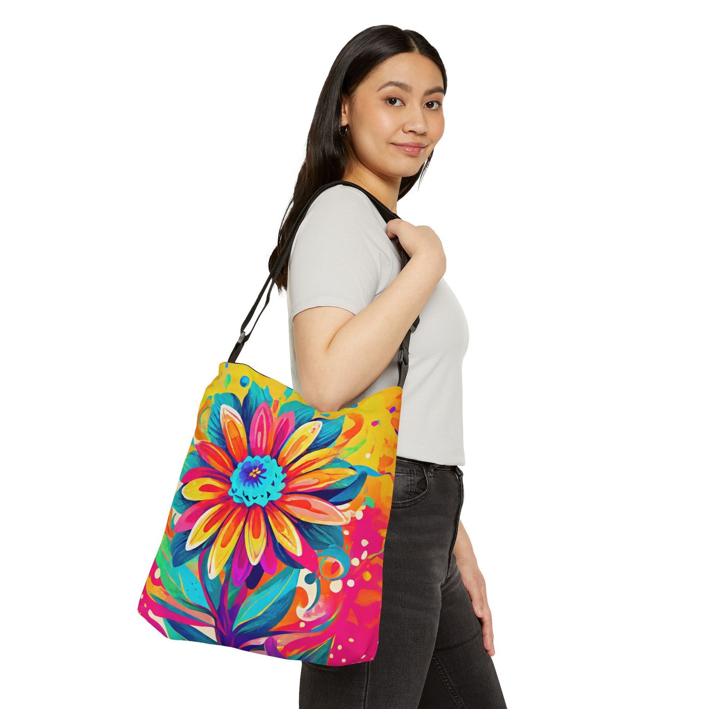 Joyful Flower Adjustable Tote Bag