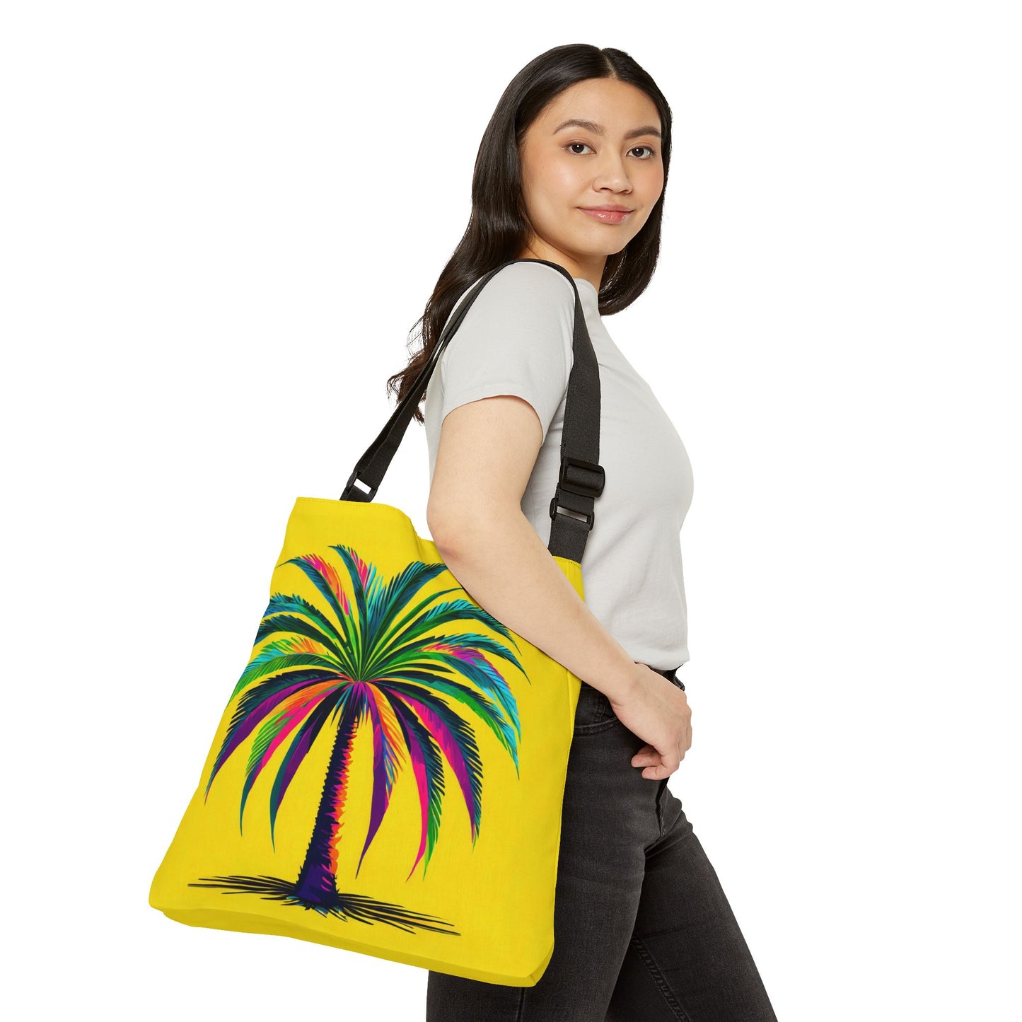 Palmetto on Yellow Adjustable Tote Bag