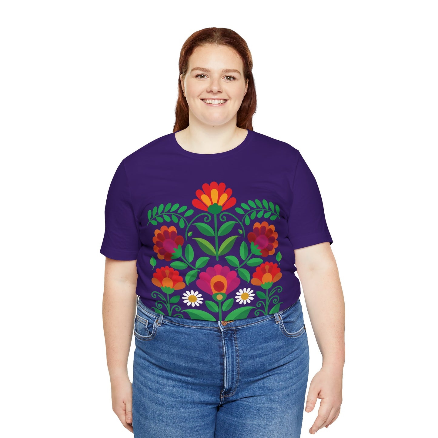 Folk Art Floral Garden T-Shirt | Botanical Flower Graphic Tee | Colorful Nature Shirt