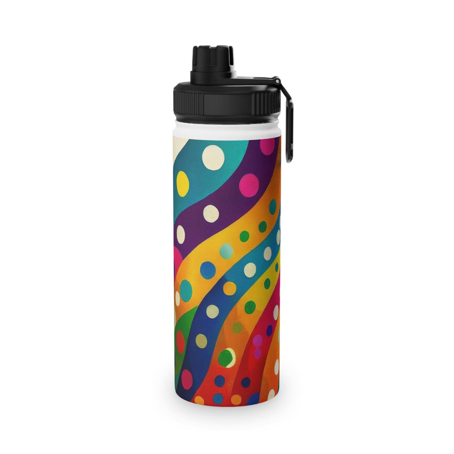 Dotted Stripes Stainless Steel Water Bottle, Sports Lid