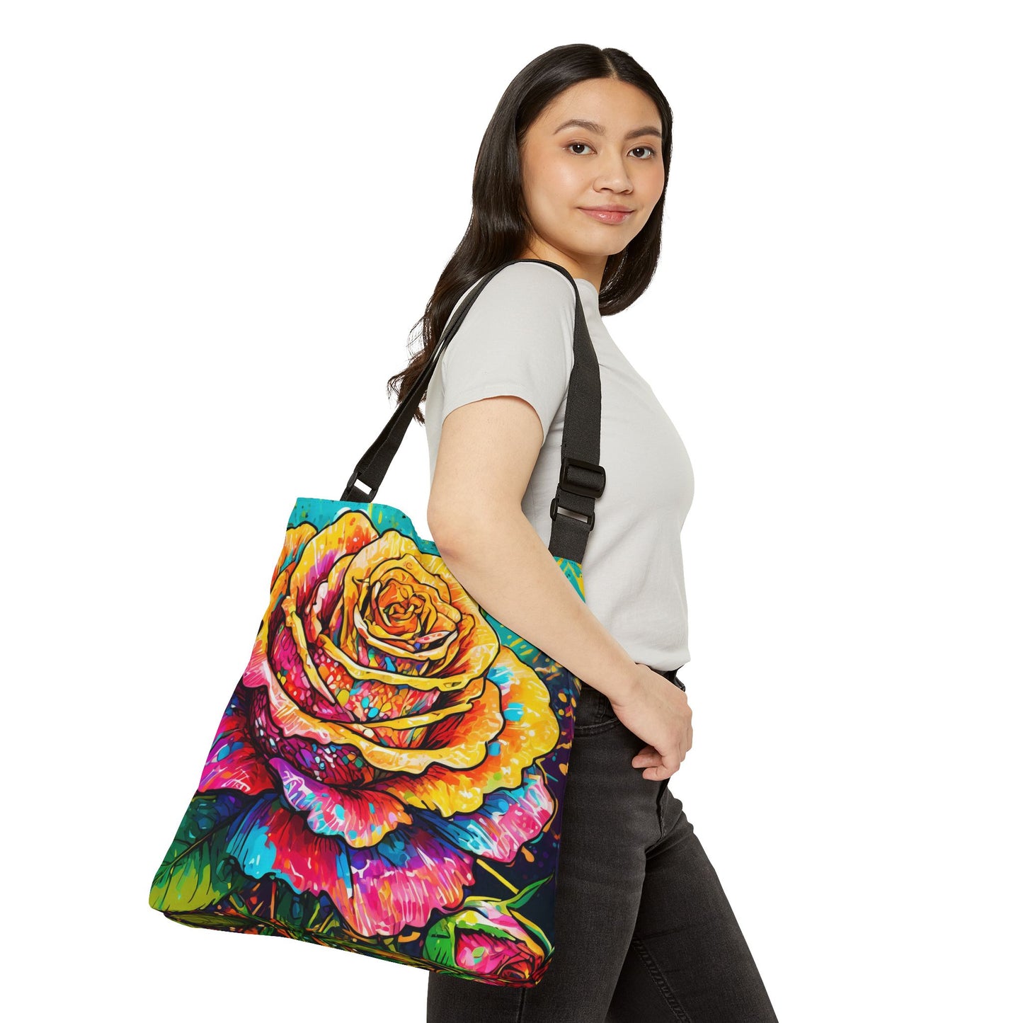 Splashy Rose Adjustable Tote Bag