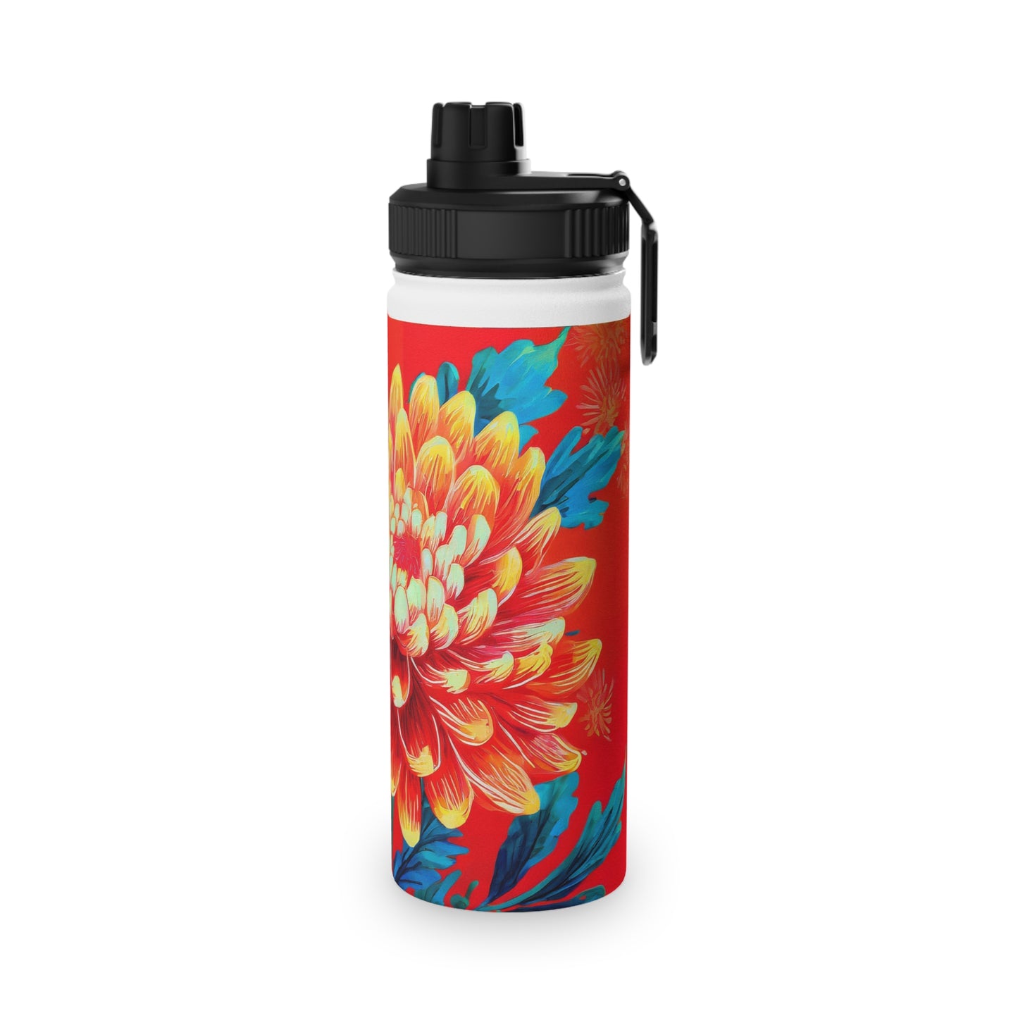 Chrysanthemum Stainless Steel Water Bottle, Sports Lid