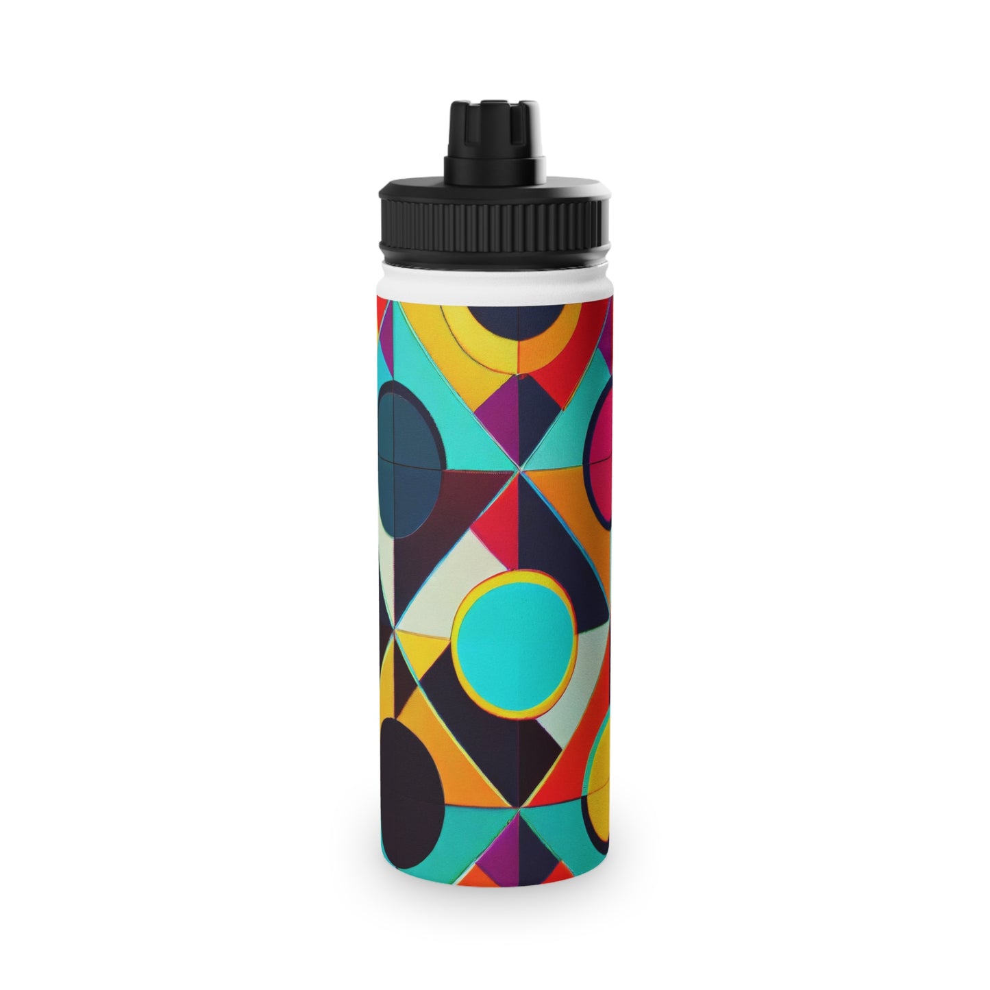 Colorful Geometric Stainless Steel Water Bottle, Sports Lid