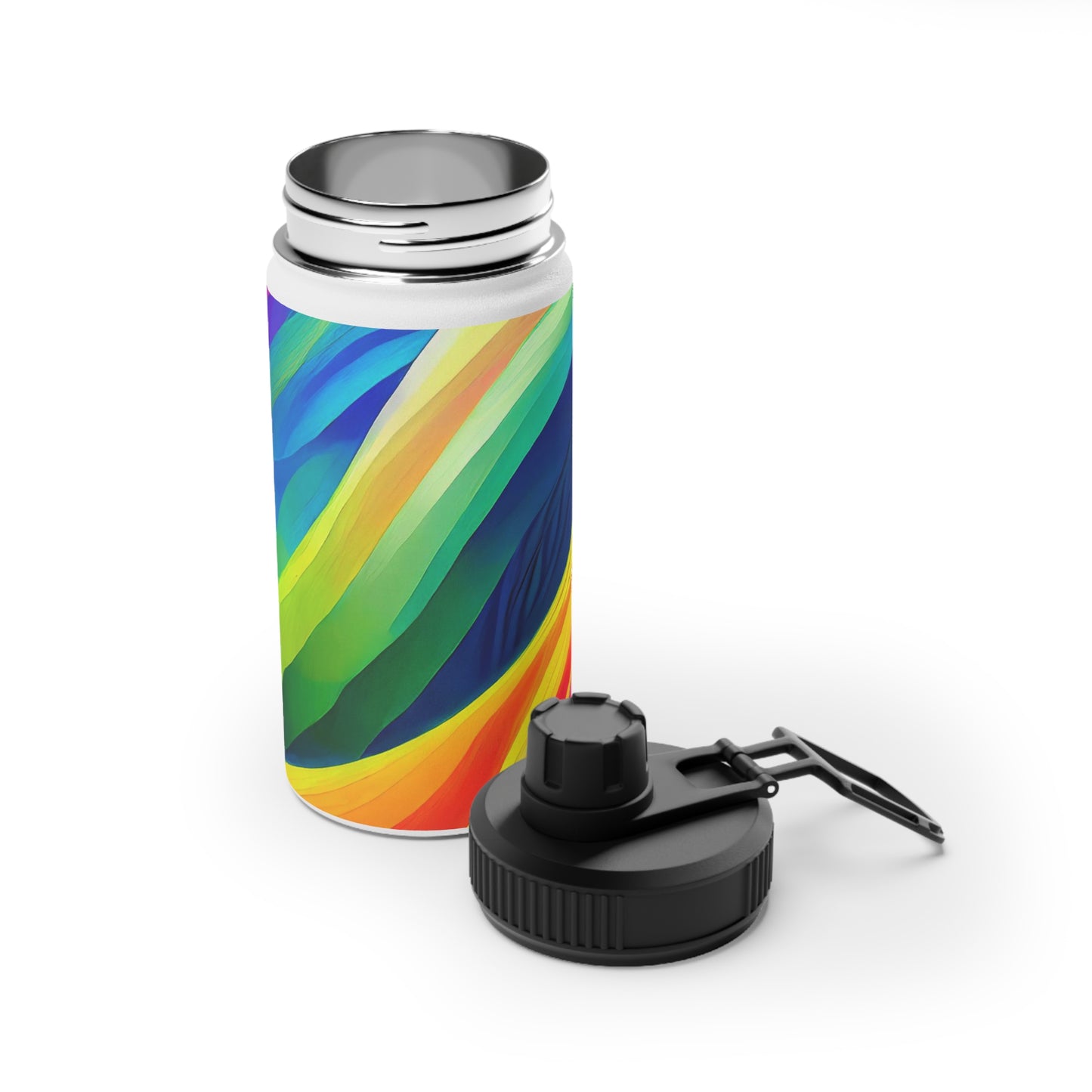 Color Waves Stainless Steel Water Bottle, Sports Lid