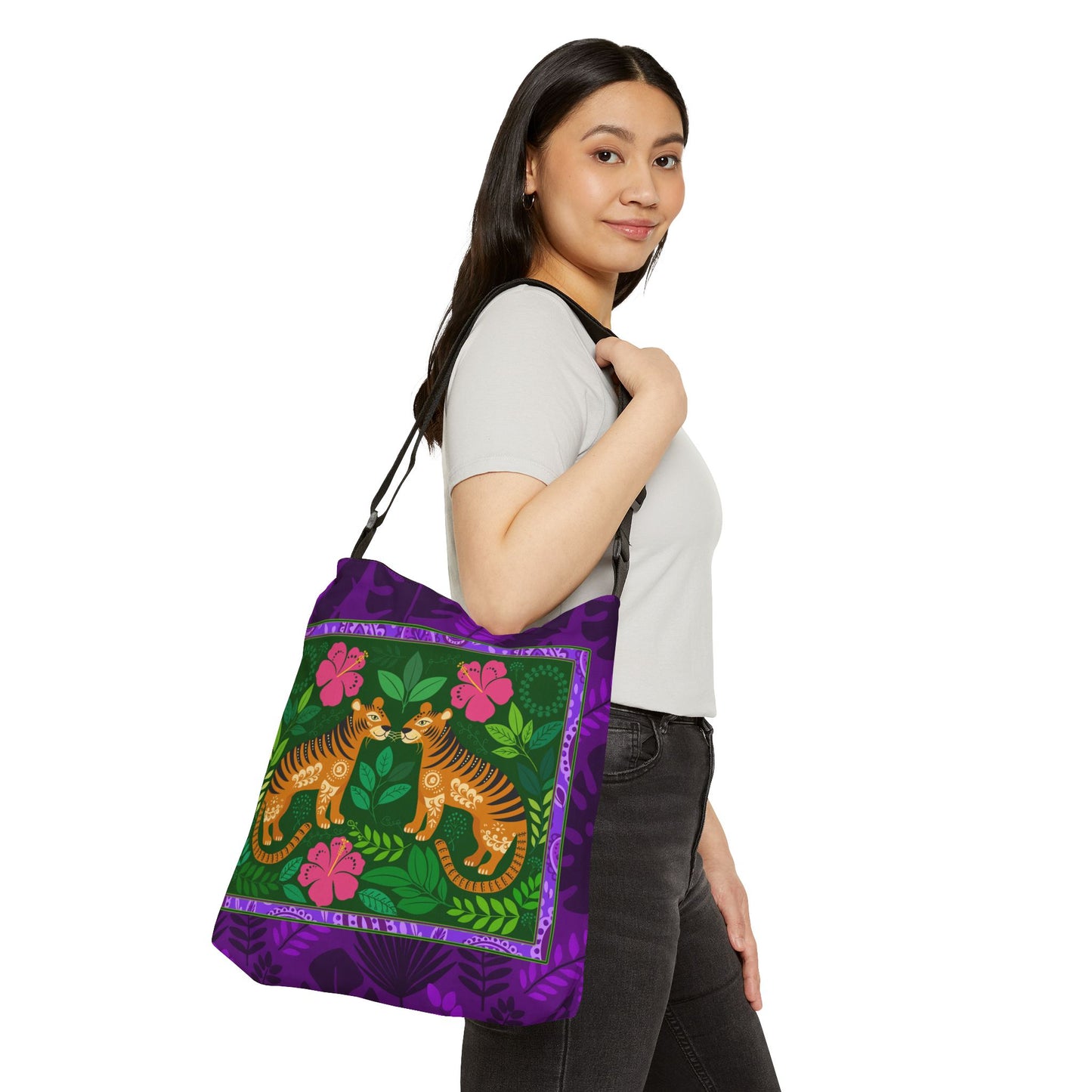 Tiger Floral Tote Bag – Tropical Jungle Design