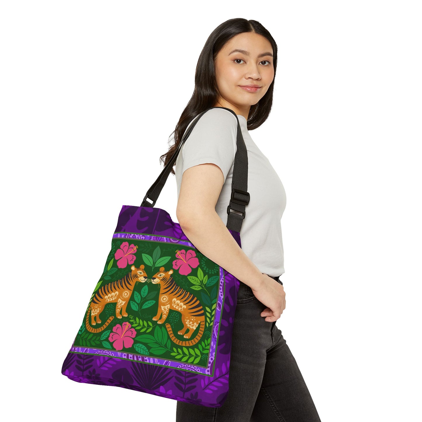 Tiger Floral Tote Bag – Tropical Jungle Design