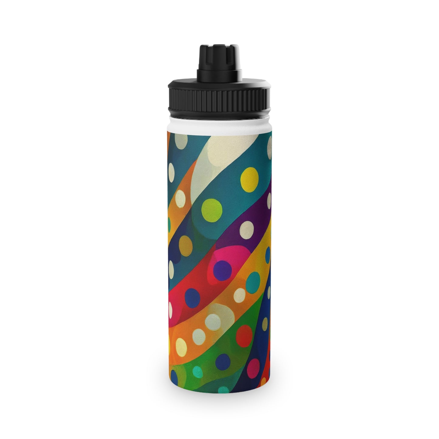 Dotted Stripes Stainless Steel Water Bottle, Sports Lid