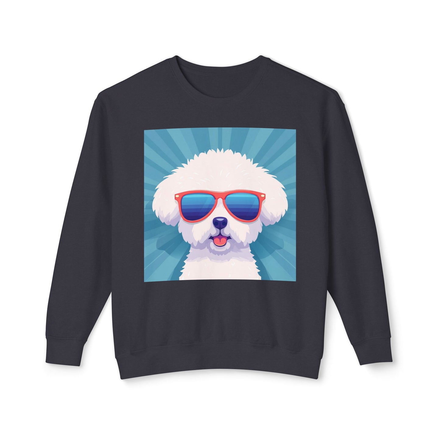 Fluffy Dog with Sunglasses 100% Cotton Sweatshirt