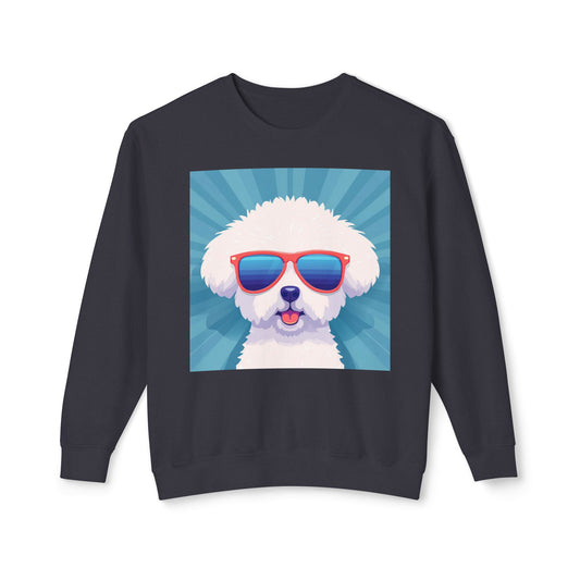 Fluffy Dog with Sunglasses 100% Cotton Sweatshirt