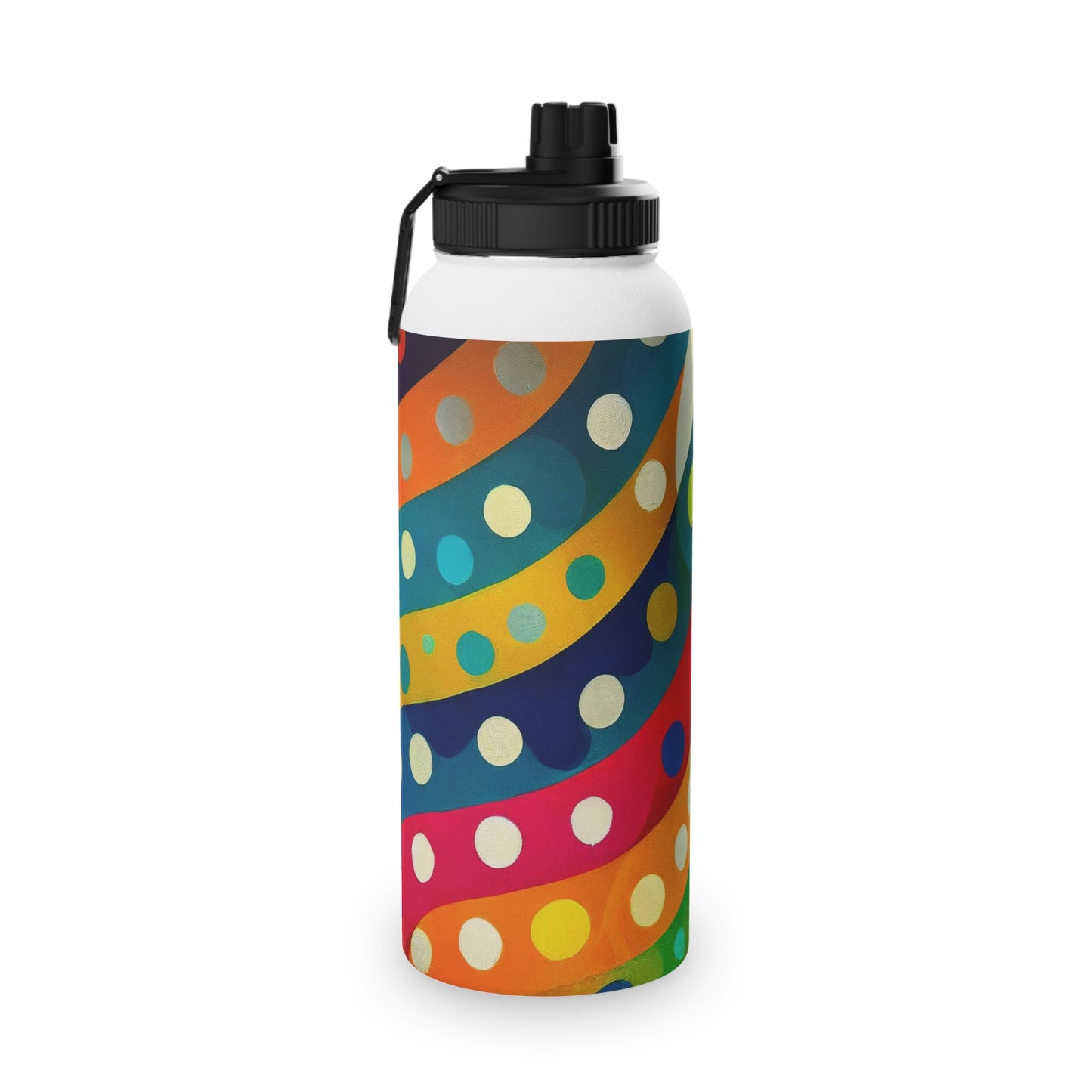 Dotted Stripes Stainless Steel Water Bottle, Sports Lid