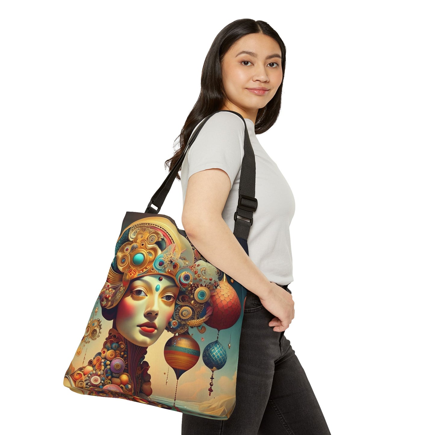 Surreal Steampunk Portrait Adjustable Tote Bag