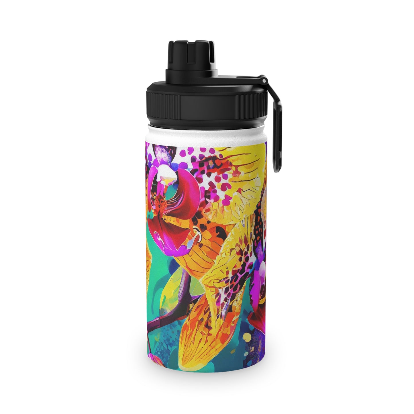 Tropical Orchid Stainless Steel Water Bottle, Sports Lid