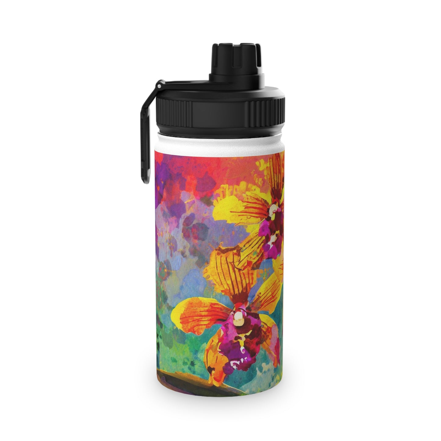 Orchids at Sunset Stainless Steel Water Bottle, Sports Lid