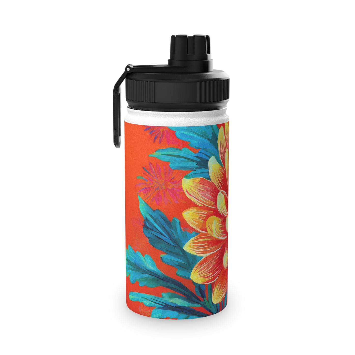 Chrysanthemum Stainless Steel Water Bottle, Sports Lid