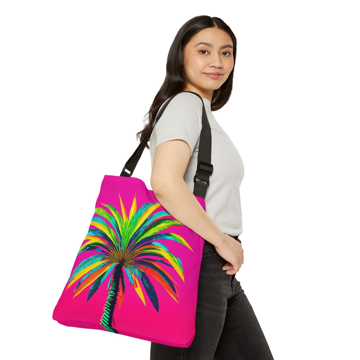 Palmetto on Pink Adjustable Tote Bag