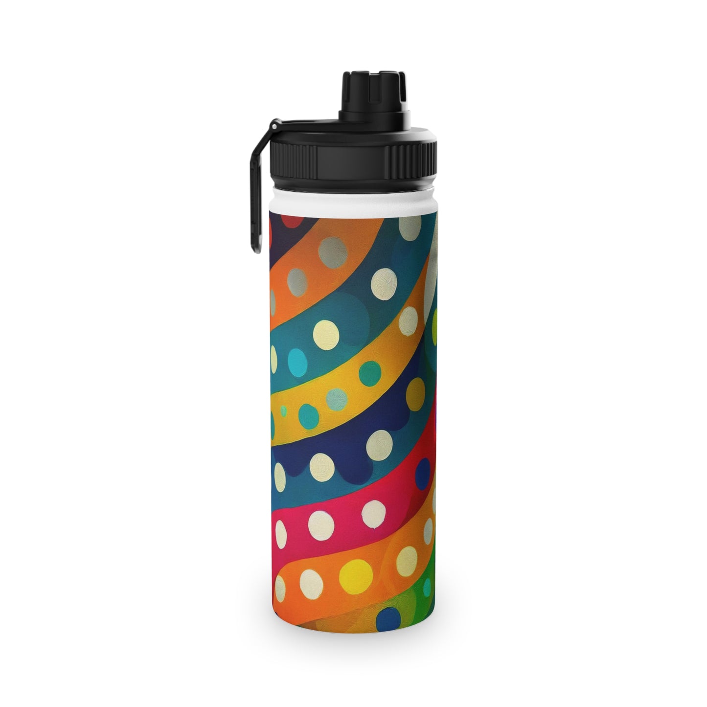 Dotted Stripes Stainless Steel Water Bottle, Sports Lid