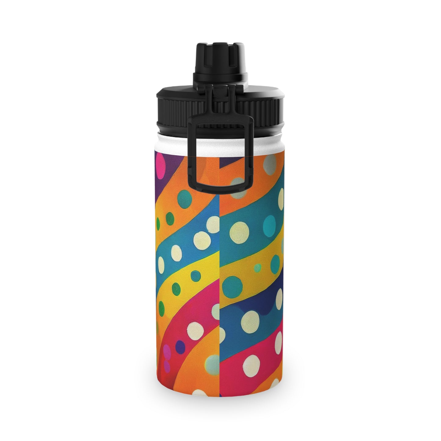 Dotted Stripes Stainless Steel Water Bottle, Sports Lid