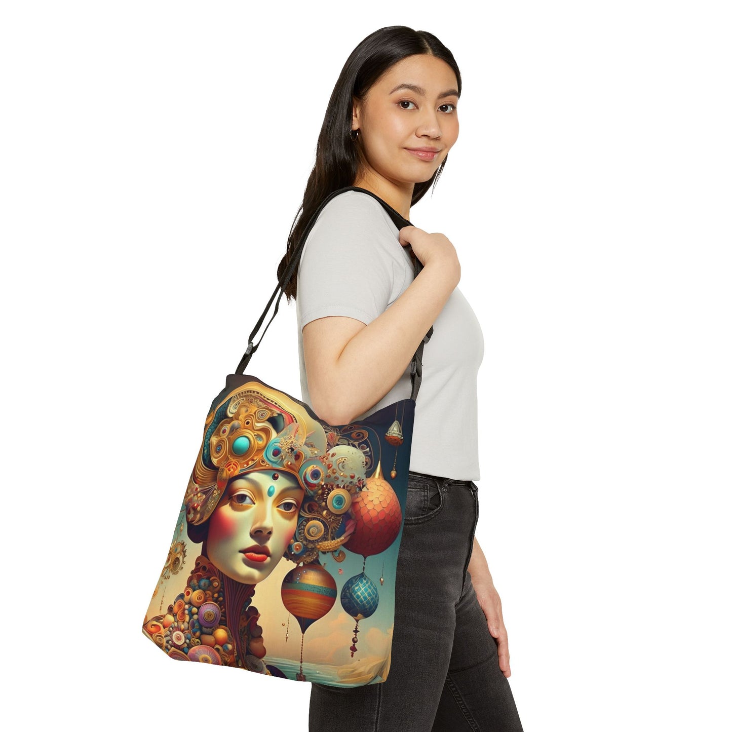 Surreal Steampunk Portrait Adjustable Tote Bag