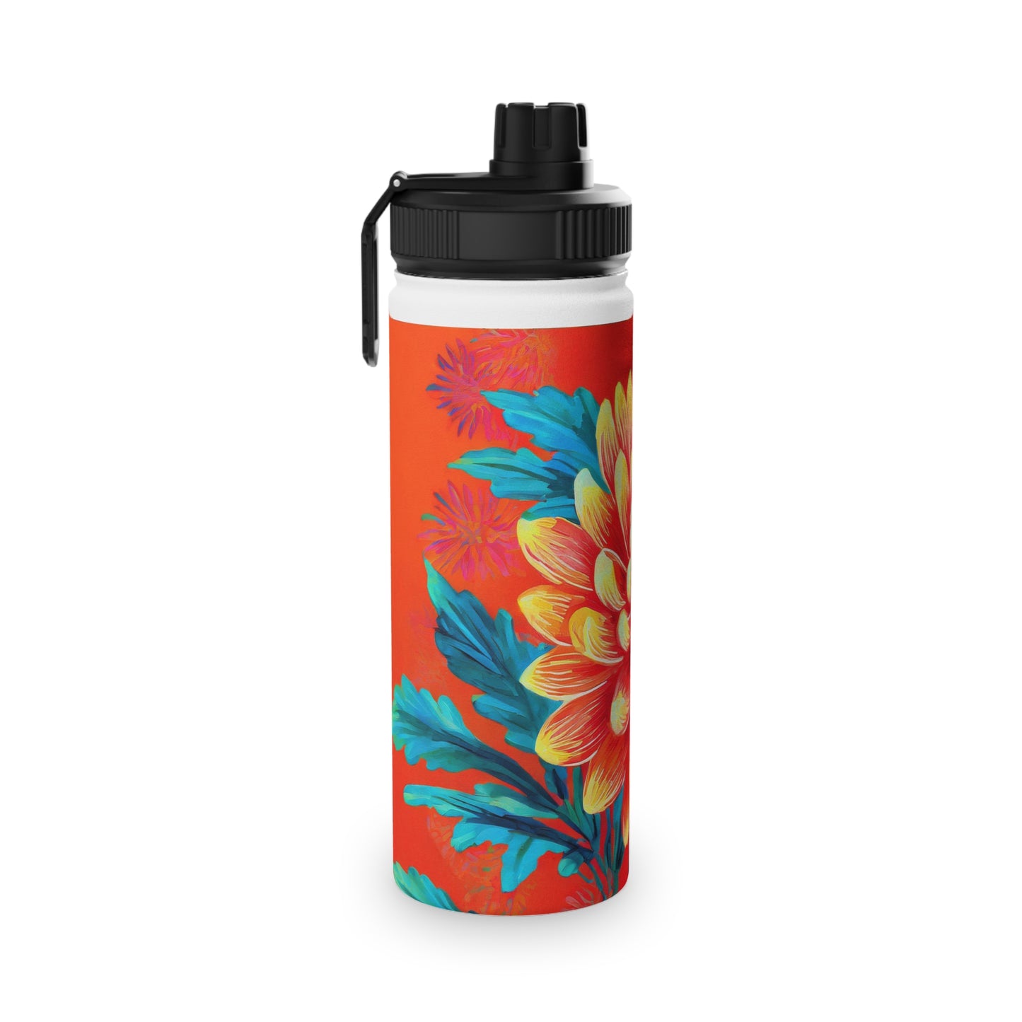 Chrysanthemum Stainless Steel Water Bottle, Sports Lid