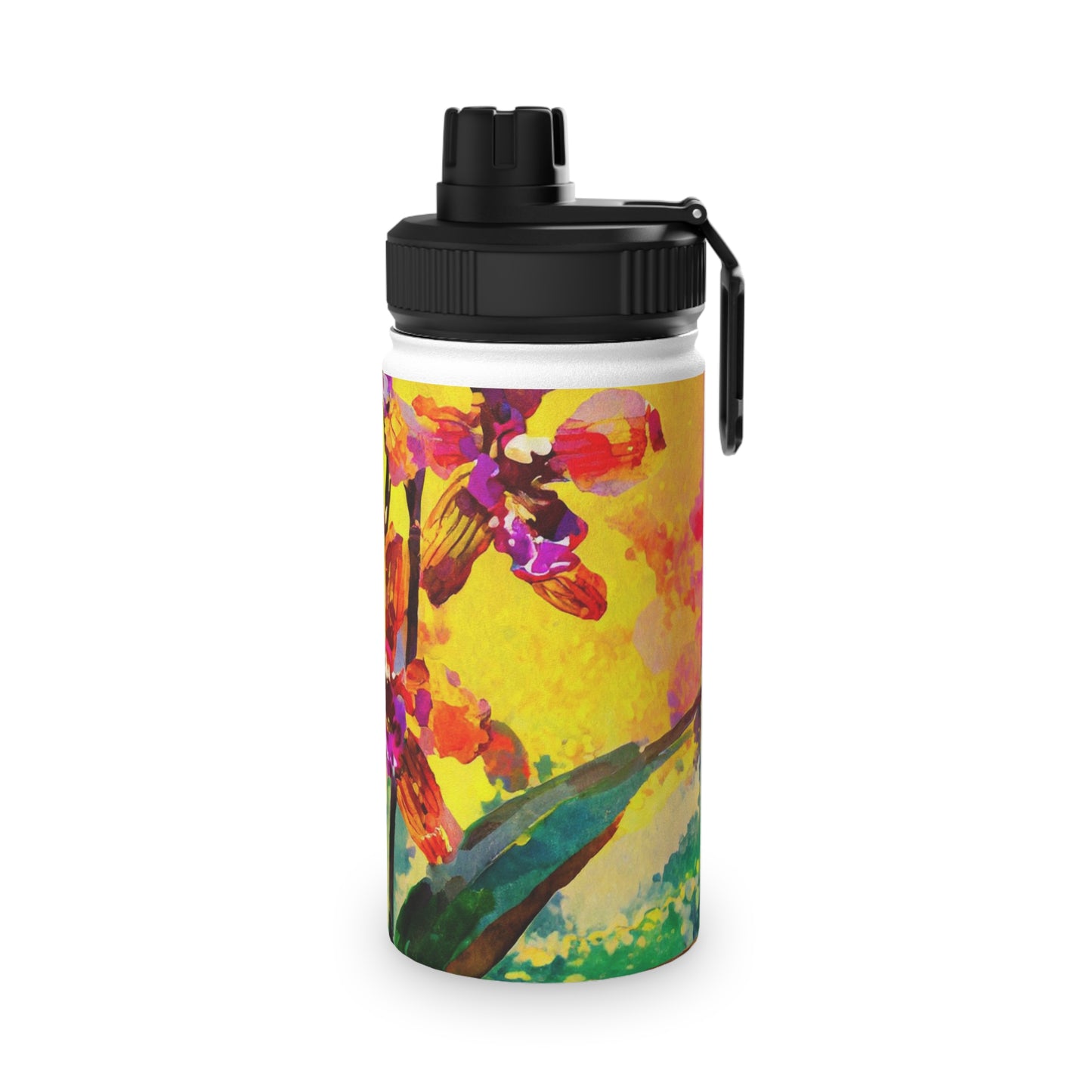 Orchids at Sunset Stainless Steel Water Bottle, Sports Lid