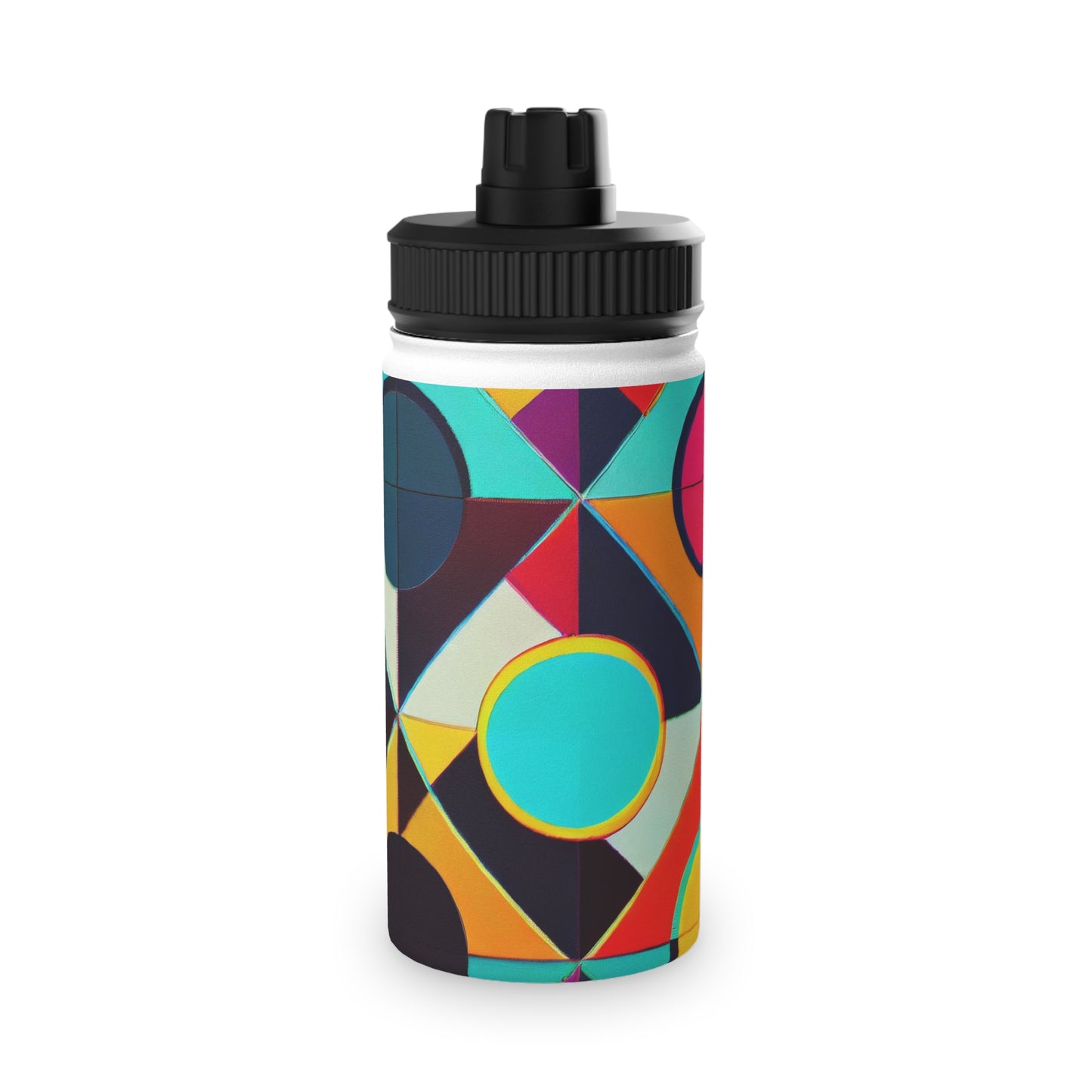 Colorful Geometric Stainless Steel Water Bottle, Sports Lid