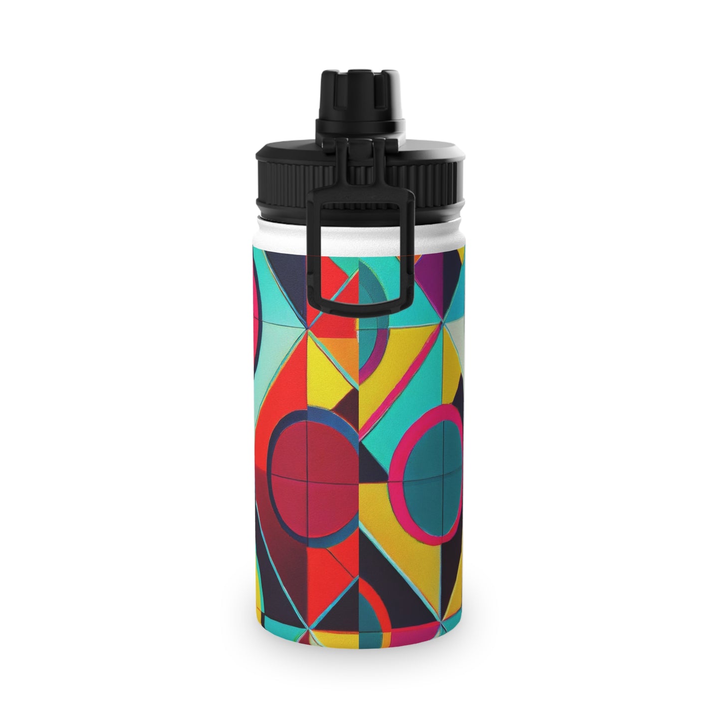 Colorful Geometric Stainless Steel Water Bottle, Sports Lid