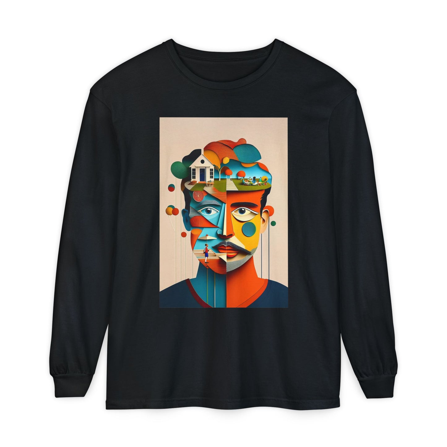 Abstract Face Long Sleeve Tee
