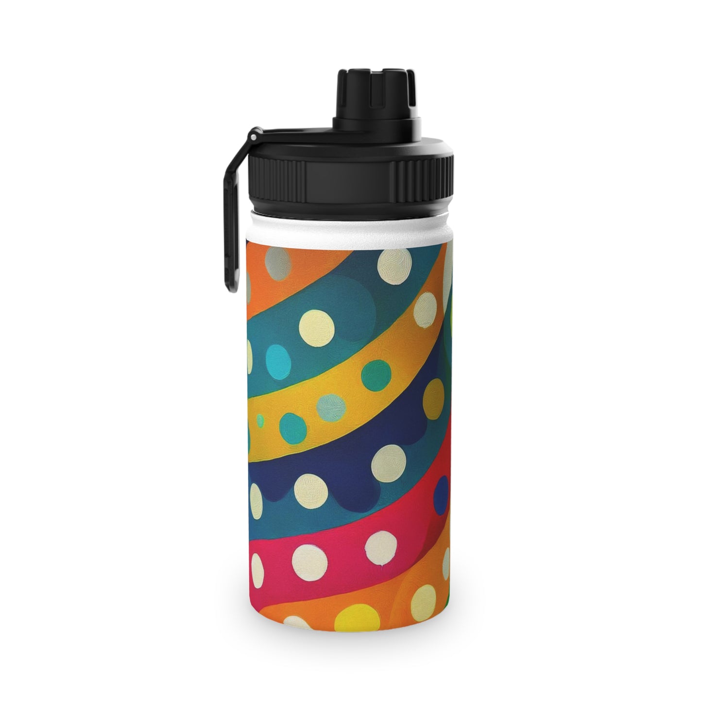 Dotted Stripes Stainless Steel Water Bottle, Sports Lid