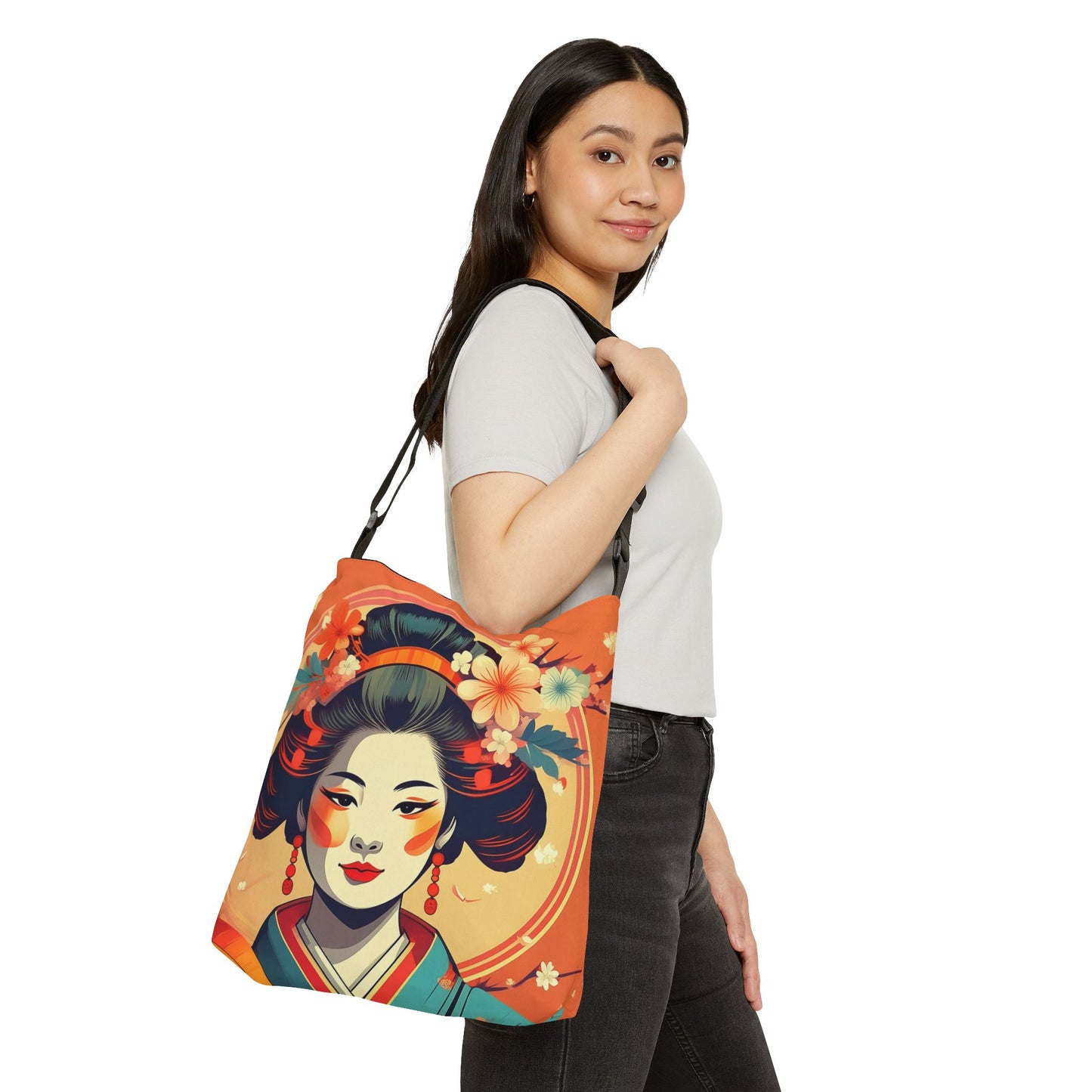Coral Geisha Adjustable Tote Bag