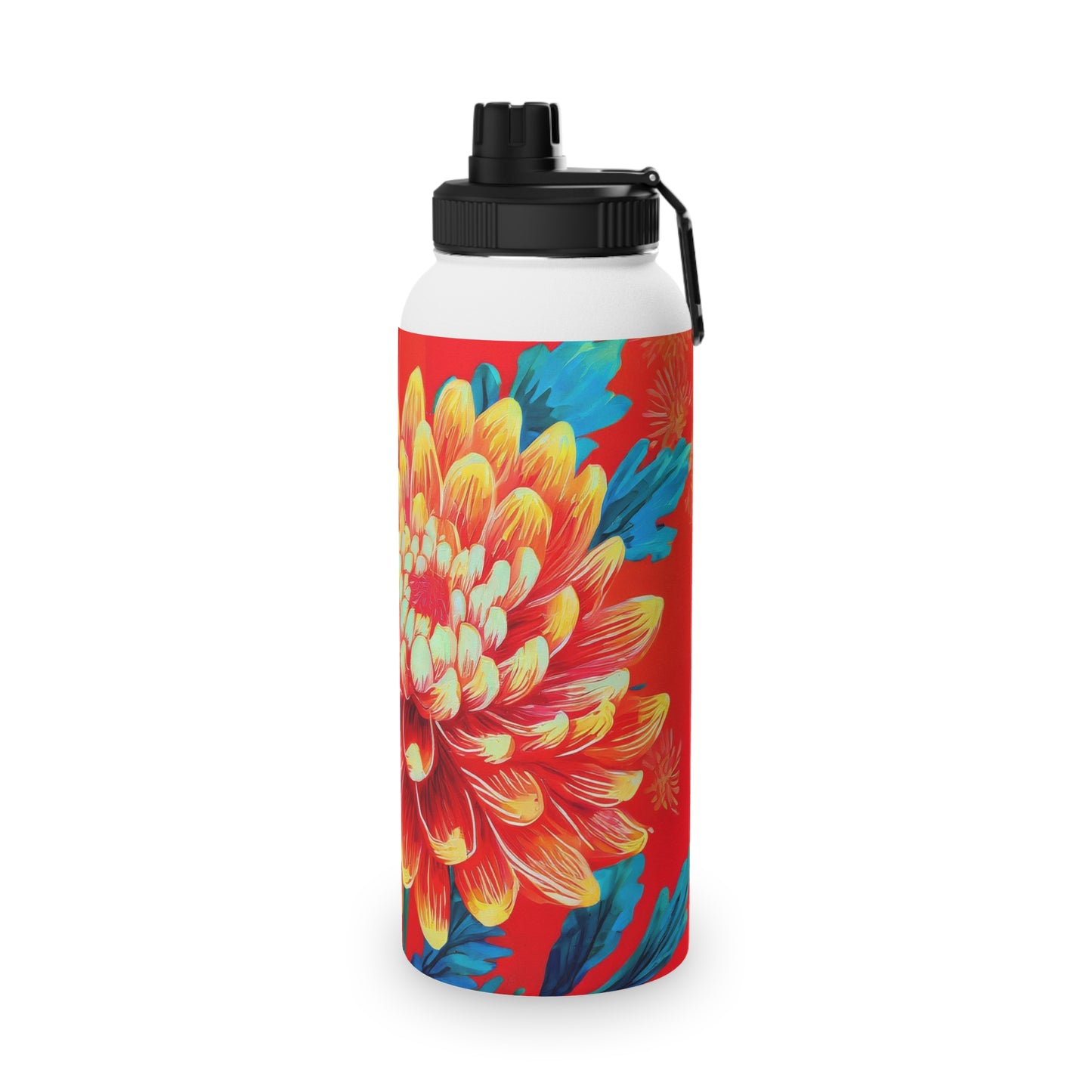 Chrysanthemum Stainless Steel Water Bottle, Sports Lid