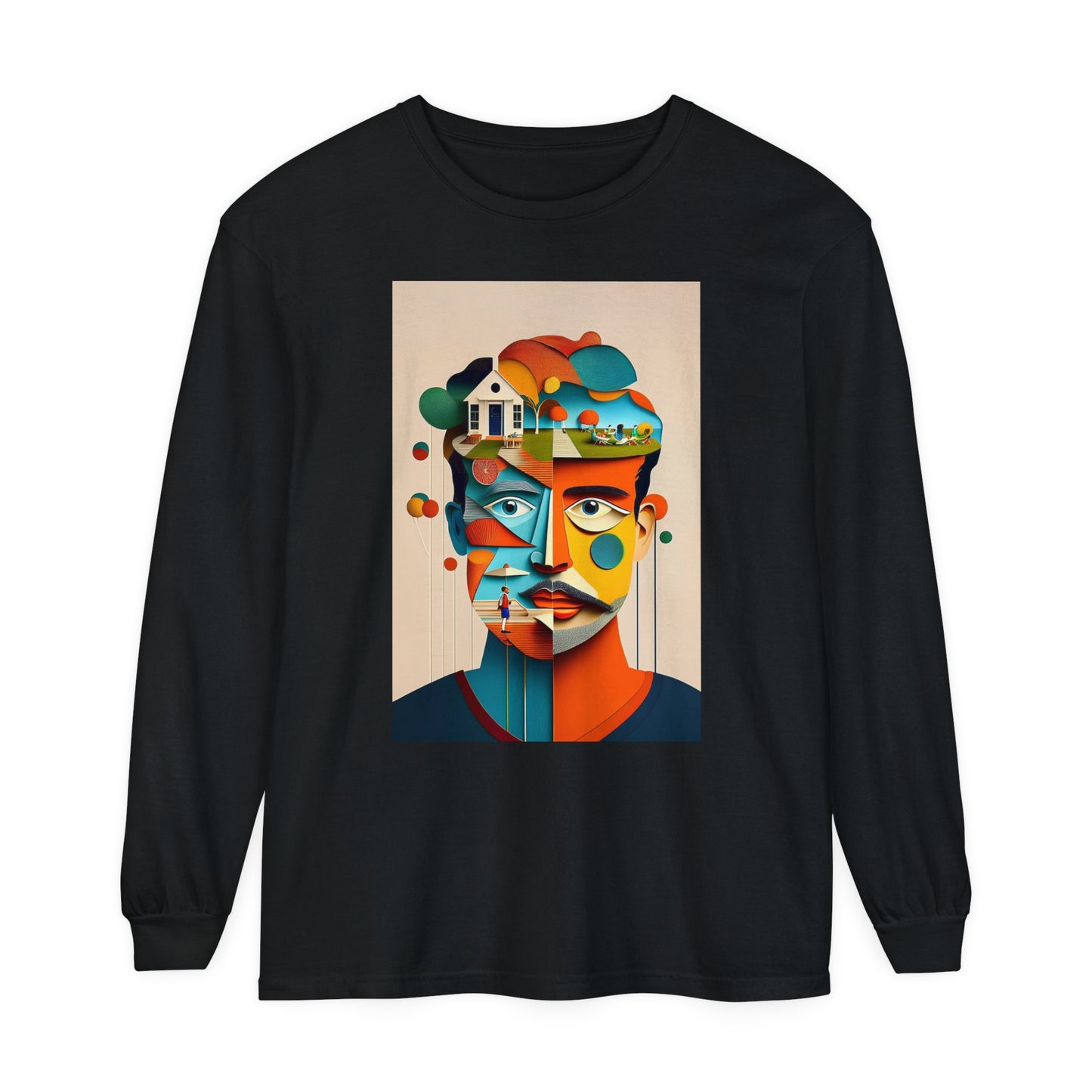 Abstract Face Long Sleeve Tee